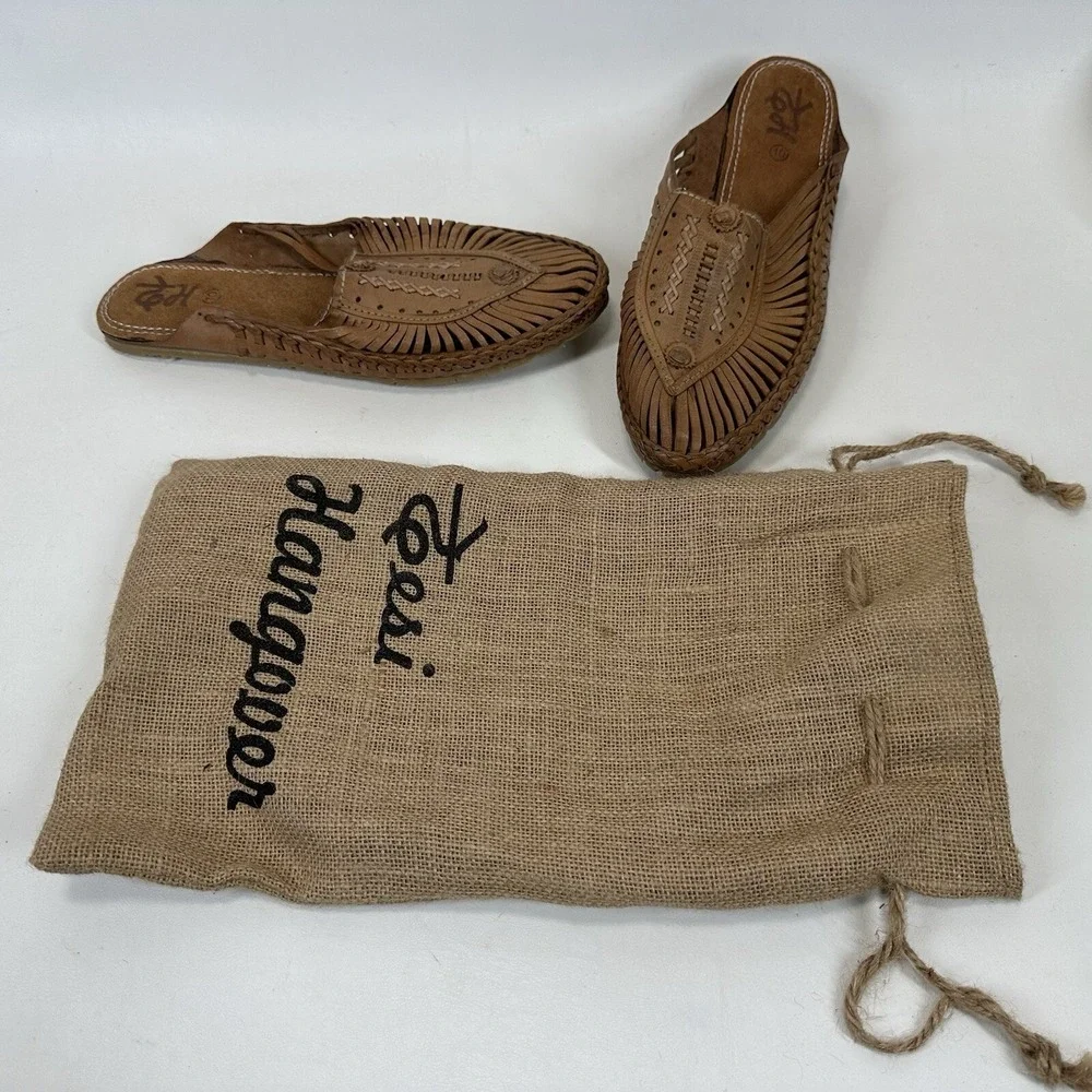 Desi Hangover slide shoes loafers Woven brown leather men's size‎ 10 With Bag